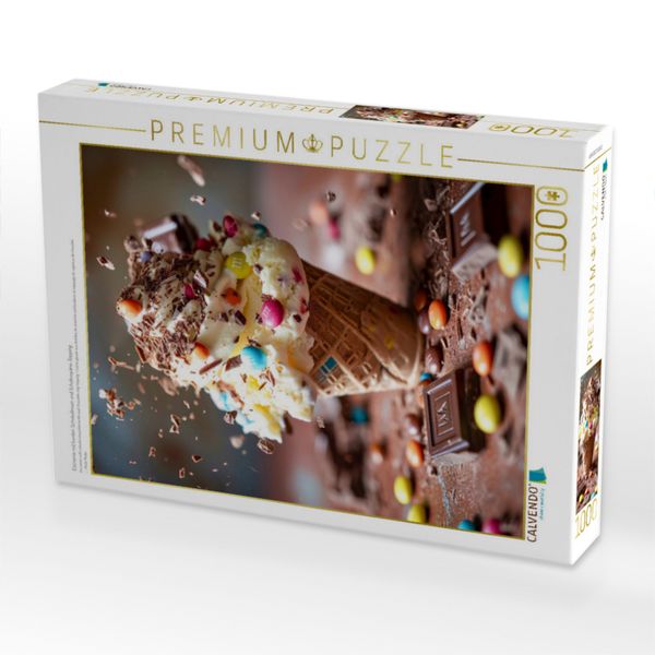 Produktbild: CALVENDO Puzzle Eiscreme mit bunten Schokolinsen und Schokosp&auml;ne-Topping | 1000 Teile Lege-Gr&ouml;&szlig;e 64x48cm Foto-Puzzle f&uuml;r gl&uuml;ckliche Stunden