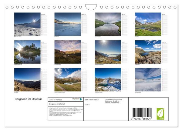 Produktbild: Bergseen im Ultental (Wandkalender 2026 DIN A4 quer), CALVENDO Monatskalender