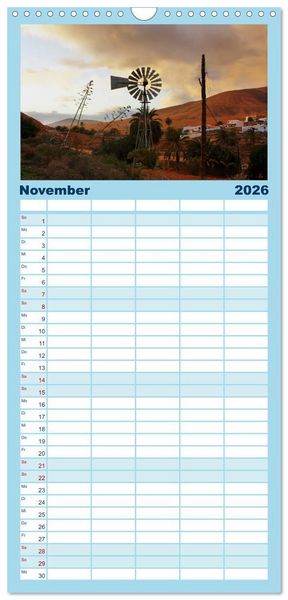 Produktbild: Familienplaner 2026 - Fuerteventura mit 5 Spalten (Wandkalender, 21 x 45 cm) CALVENDO