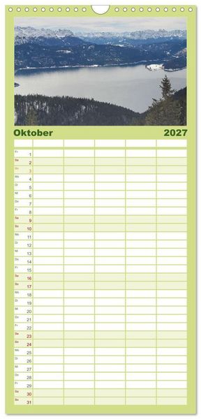 Produktbild: Familienplaner 2027 - Walchensee Panorama mit 5 Spalten (Wandkalender, 21 x 45 cm) CALVENDO