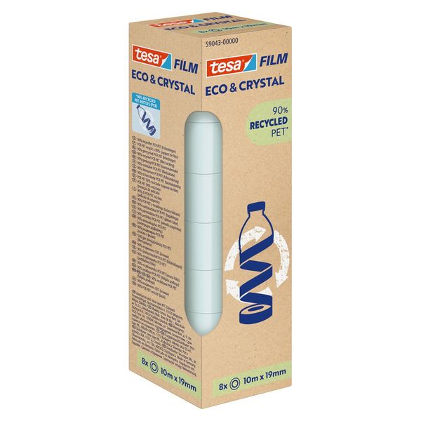 TESA Klebeband Film eco & crystal ecoLogo , 19 mm x 10 m 8 Rollen