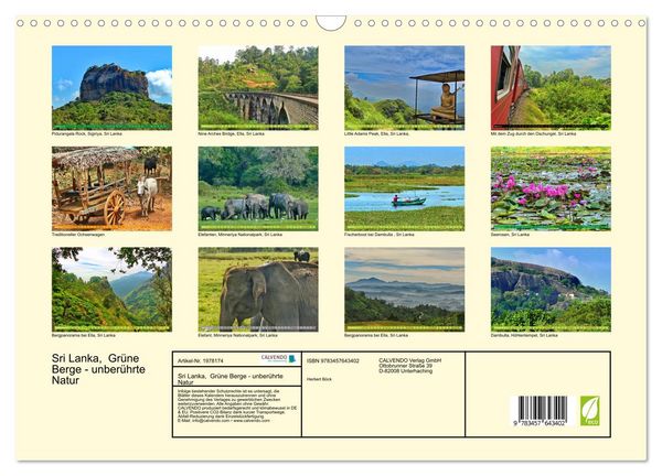Produktbild: Sri Lanka, Gr&uuml;ne Berge - unber&uuml;hrte Natur (Wandkalender 2026 DIN A3 quer), CALVENDO Monatskalender