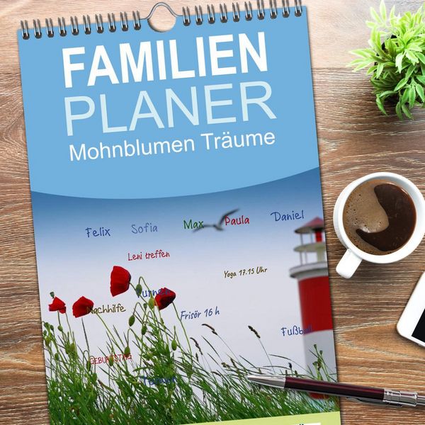 Produktbild: Familienplaner 2026 - Mohnblumen Tr&auml;ume mit 5 Spalten (Wandkalender, 21 x 45 cm) CALVENDO
