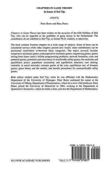 Produktbild: Chapters in Game Theory