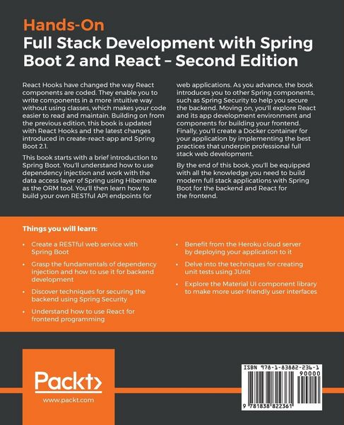 Produktbild: Hands-On Full Stack Development with Spring Boot 2 and React - Second Edition