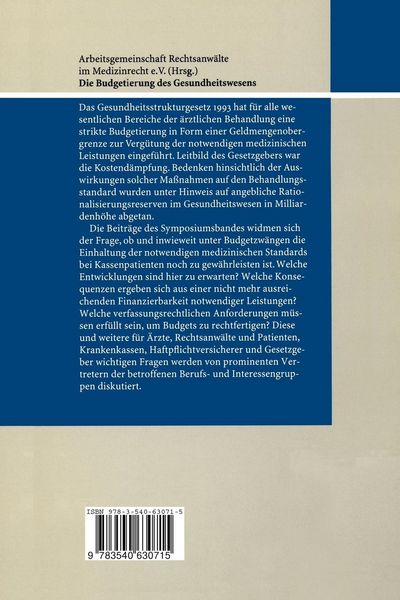 Produktbild: Die Budgetierung des Gesundheitswesens