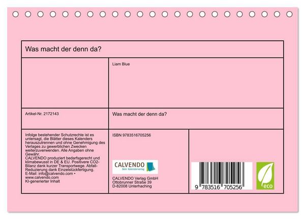 Produktbild: Was macht der denn da? (Tischkalender 2026 DIN A5 quer), CALVENDO Monatskalender