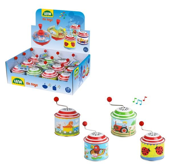 LENA Musikdrehdose je Motiv eine Melodie 4fach sortiert