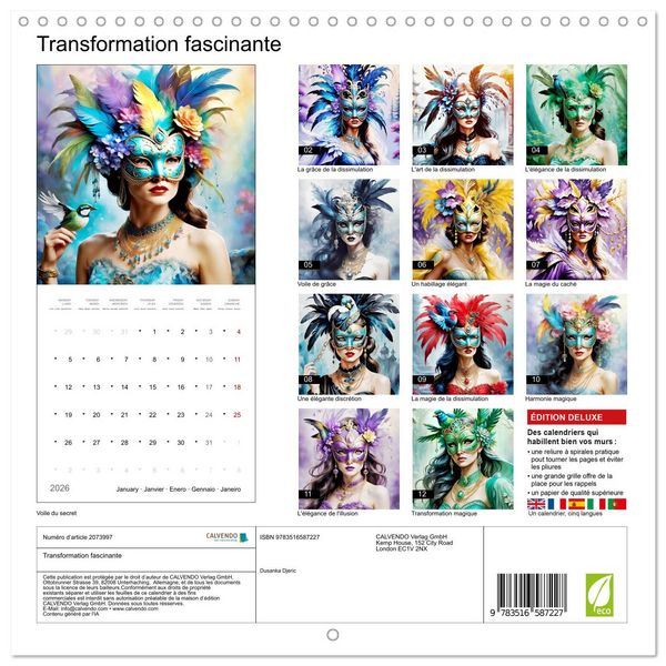 Produktbild: Transformation fascinante (Calendrier mural carr&eacute; 2026 30x30 cm) Calendrier double avec une page pour vos prises de notes