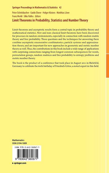 Produktbild: Limit Theorems in Probability, Statistics and Number Theory