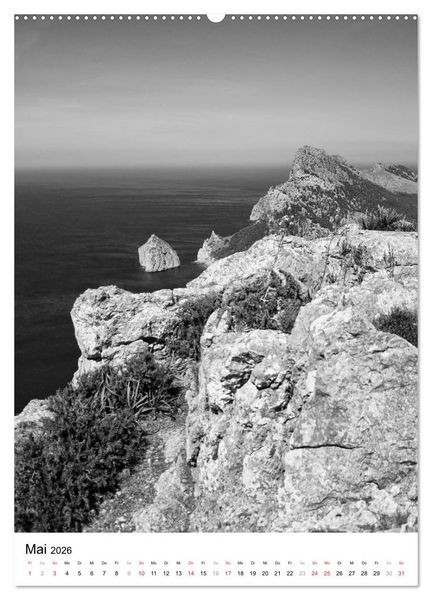Produktbild: Mallorca Impressionen in schwarz-wei&szlig; (hochwertiger Premium Wandkalender 2026 DIN A2 hoch), Kunstdruck in Hochglanz