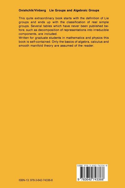 Produktbild: Lie Groups and Algebraic Groups