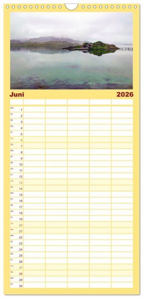 Produktbild: Familienplaner 2026 - Mit Hurtigruten zum Nordkap mit 5 Spalten (Wandkalender, 21 x 45 cm) CALVENDO