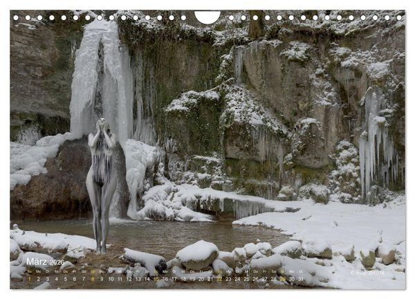 Produktbild: BODYPAINTING AM WASSERFALL VON LINN (Wandkalender 2026 DIN A4 quer), CALVENDO Monatskalender