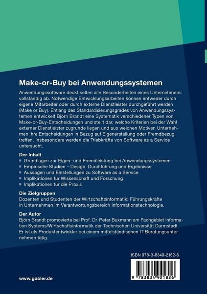 Produktbild: Make-or-Buy bei Anwendungssystemen