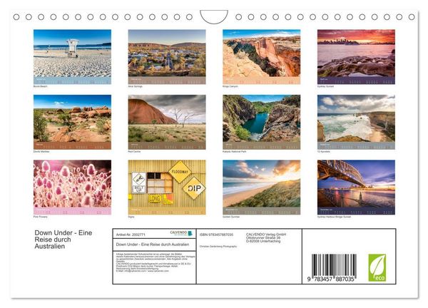Produktbild: Down Under - Eine Reise durch Australien (Wandkalender 2026 DIN A4 quer), CALVENDO Monatskalender