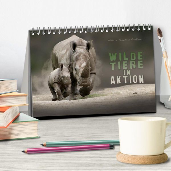 Produktbild: WILDE TIERE IN AKTION (Tischkalender 2026 DIN A5 quer), CALVENDO Monatskalender