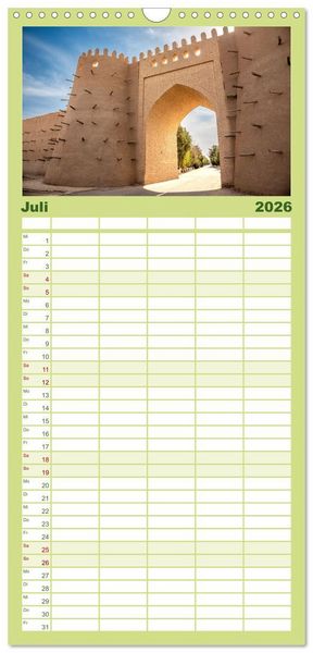 Produktbild: Familienplaner 2026 - Usbekistan und seine Kultursch&auml;tze mit 5 Spalten (Wandkalender, 21 x 45 cm) CALVENDO