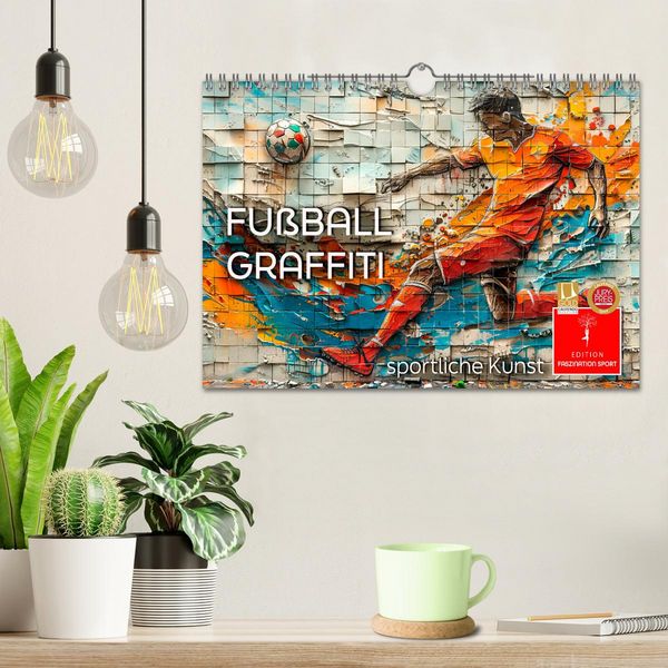 Produktbild: Fu&szlig;ball Graffiti - sportliche Kunst (Wandkalender 2026 DIN A4 quer), CALVENDO Monatskalender