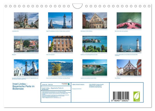 Produktbild: Insel Lindau - Bayerische Perle im Bodensee (Wandkalender 2026 DIN A4 quer), CALVENDO Monatskalender