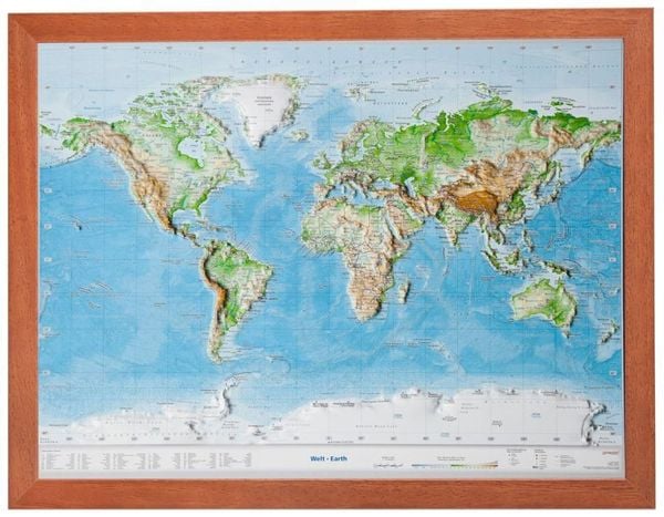 Relief Welt 1:107 MIO mit Holzrahmen, Sonstige von Andre Markgraf,Mario Engelhardt, GeoRelief