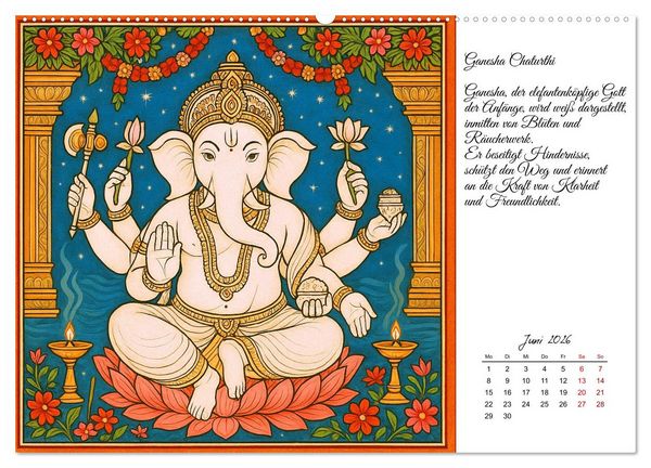 Produktbild: G&ouml;tterwelten des Hinduismus (Wandkalender 2026 DIN A2 quer), CALVENDO Monatskalender