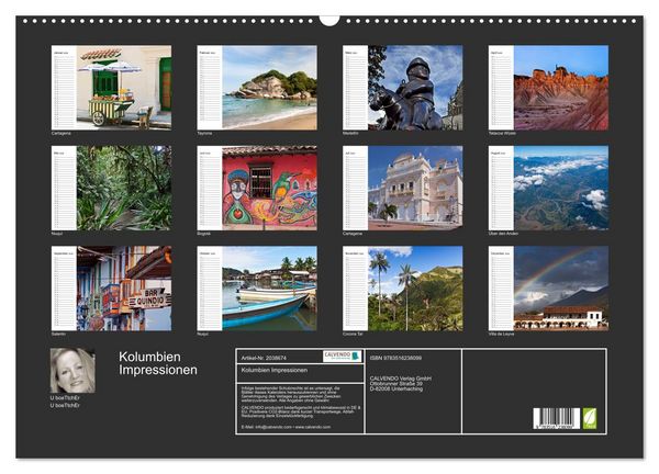 Produktbild: Kolumbien Impressionen (Wandkalender 2026 DIN A2 quer), CALVENDO Monatskalender
