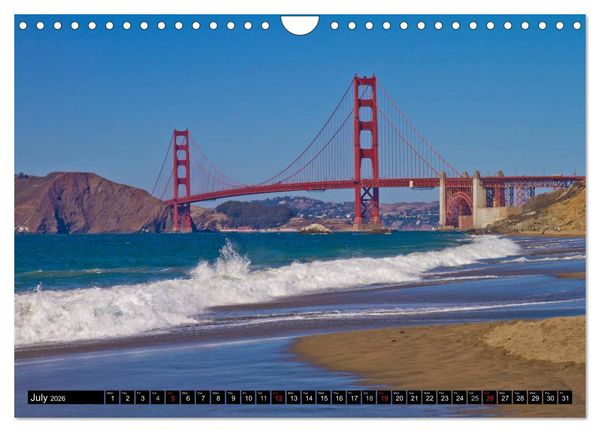 Produktbild: GOLDEN GATE BRIDGE Fascinating San Francisco (Wall Calendar 2026 DIN A4 landscape), CALVENDO 12 Month Wall Calendar