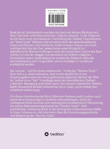Produktbild: Schneur Salman von Liadi: Das Buch Tanja