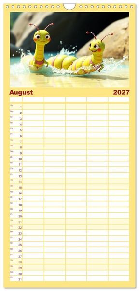 Produktbild: Familienplaner 2027 - Raupen-Rabatz - Ein Jahr voller Krabbelspa&szlig; mit 5 Spalten (Wandkalender, 21 x 45 cm) CALVENDO