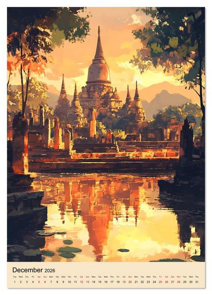 Produktbild: Thailand meets Anime (Desk Calendar 2026 DIN A5 portrait), CALVENDO 12 Month DeskCalendar