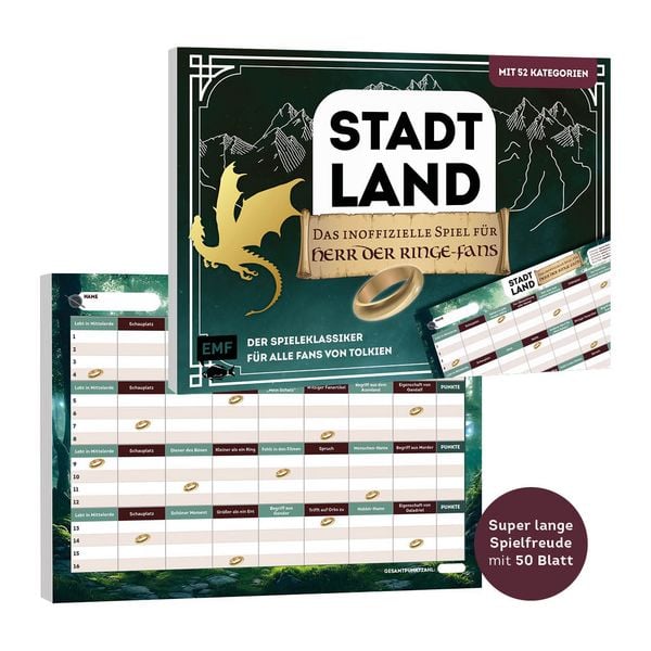 Produktbild: Stadt, Land, das inoffizielle Spiel f&uuml;r Herr der Ringe-Fans &ndash; Der Spieleklassiker f&uuml;r alle Fans von Tolkien