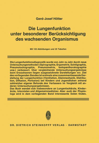 Produktbild: Die Lungenfunktion unter besonderer Ber&uuml;cksichtigung des wachsenden Organismus