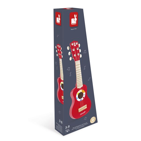 Produktbild: Kindergitarre aus Holz mit 6 Metallsaiten im Konfetti-Design