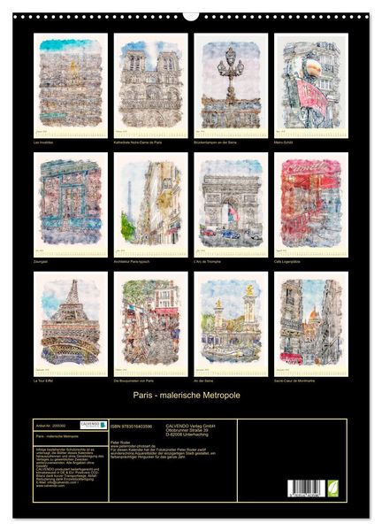 Produktbild: Paris - malerische Metropole (Wandkalender 2026 DIN A2 hoch), CALVENDO Monatskalender