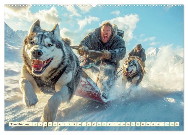 Produktbild: Huskies - Kraft und Anmut (Wandkalender 2026 DIN A2 quer), CALVENDO Monatskalender