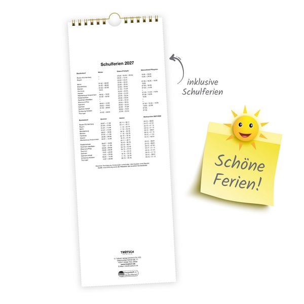 Produktbild: TR&Ouml;TSCH - Maxi-Streifenkalender Bauernkalender 2027 mit Hundertj&auml;hrigem Kalender, Bauernregeln und Ferienterminen