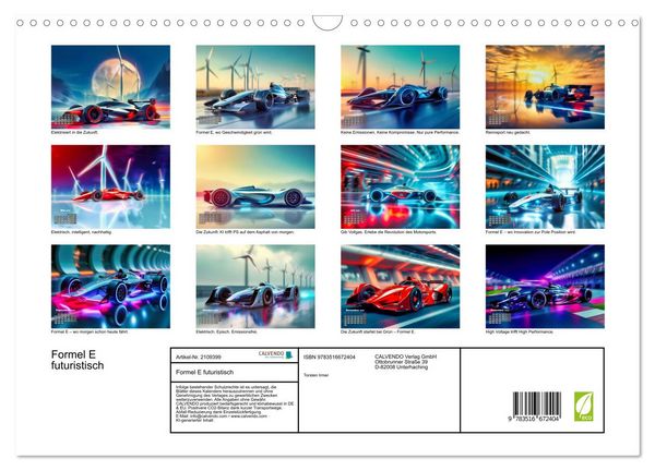 Produktbild: Formel E futuristisch (Wandkalender 2026 DIN A3 quer), CALVENDO Monatskalender