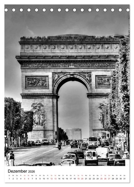 Produktbild: Paris schwarz wei&szlig; 2026 (Tischkalender 2026 DIN A5 hoch), CALVENDO Monatskalender