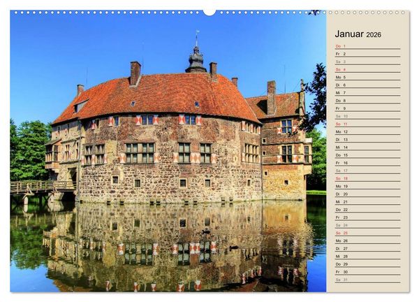 Produktbild: Burgen und Schl&ouml;sser im M&uuml;nsterland (hochwertiger Premium Wandkalender 2026 DIN A2 quer), Kunstdruck in Hochglanz