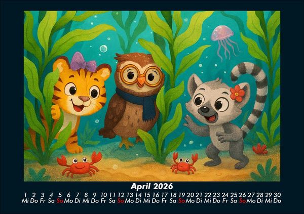 Produktbild: Tina, Ollie & Lulu - Unterwasserwelten 2026 Fotokalender DIN A5
