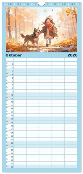 Produktbild: Familienplaner 2026 - Der M&auml;dchen-Kalender mit 5 Spalten (Wandkalender, 21 x 45 cm) CALVENDO