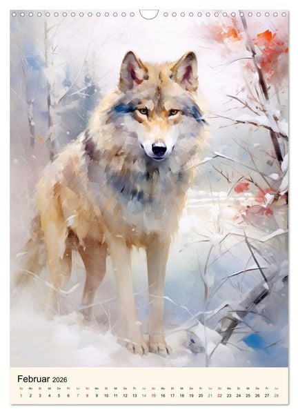 Produktbild: W&ouml;lfe. Zarte Aquarelle von beeindruckenden Tieren (Wandkalender 2026 DIN A3 hoch), CALVENDO Monatskalender