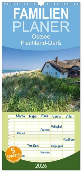 Produktbild: Familienplaner 2026 - Ostsee, Fischland-Dar&szlig; mit 5 Spalten (Wandkalender, 21 x 45 cm) CALVENDO