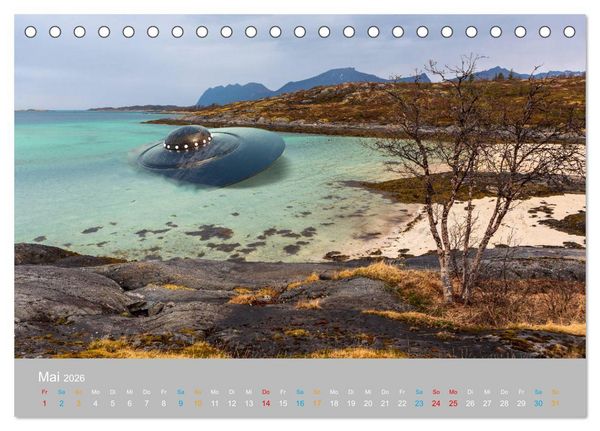 Produktbild: Fantastisch und surreal - unbekannte Flugobjekte (Tischkalender 2026 DIN A5 quer), CALVENDO Monatskalender
