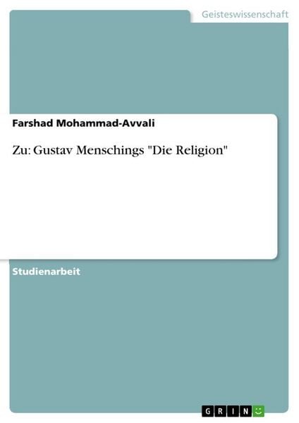Produktbild: Zu: Gustav Menschings "Die Religion"