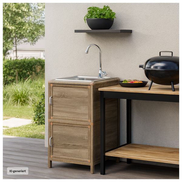 Produktbild: HTI-Living Sp&uuml;le mit Unterschrank f&uuml;r Outdoork&uuml;che Sonoma