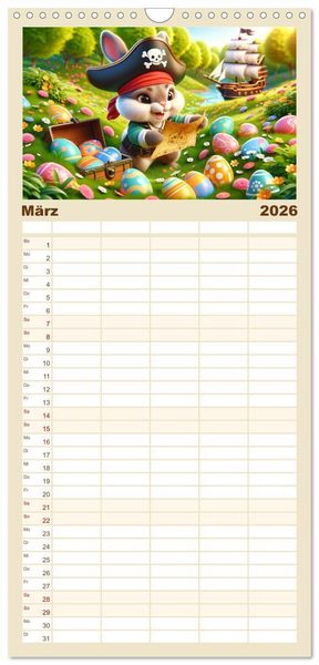 Produktbild: Familienplaner 2026 - Kleine Piraten, Gro&szlig;e Tr&auml;ume" - Ein Kalender f&uuml;r junge Entdecker mit 5 Spalten (Wandkalender, 21 x 45 cm) CALVENDO