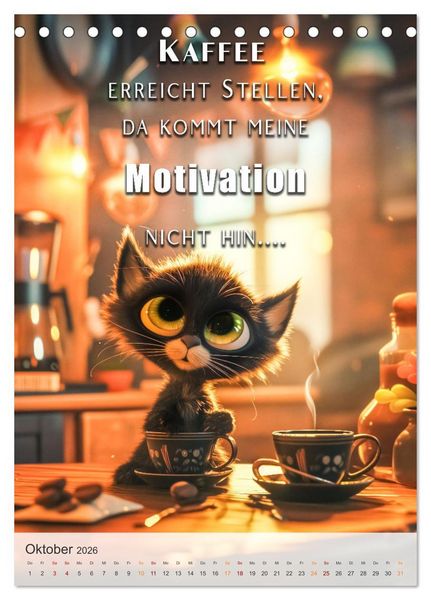 Produktbild: Kaffee-Katzen (Tischkalender 2026 DIN A5 hoch), CALVENDO Monatskalender