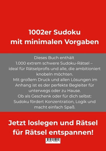 Produktbild: 1.002er Sudoku extrem schwer